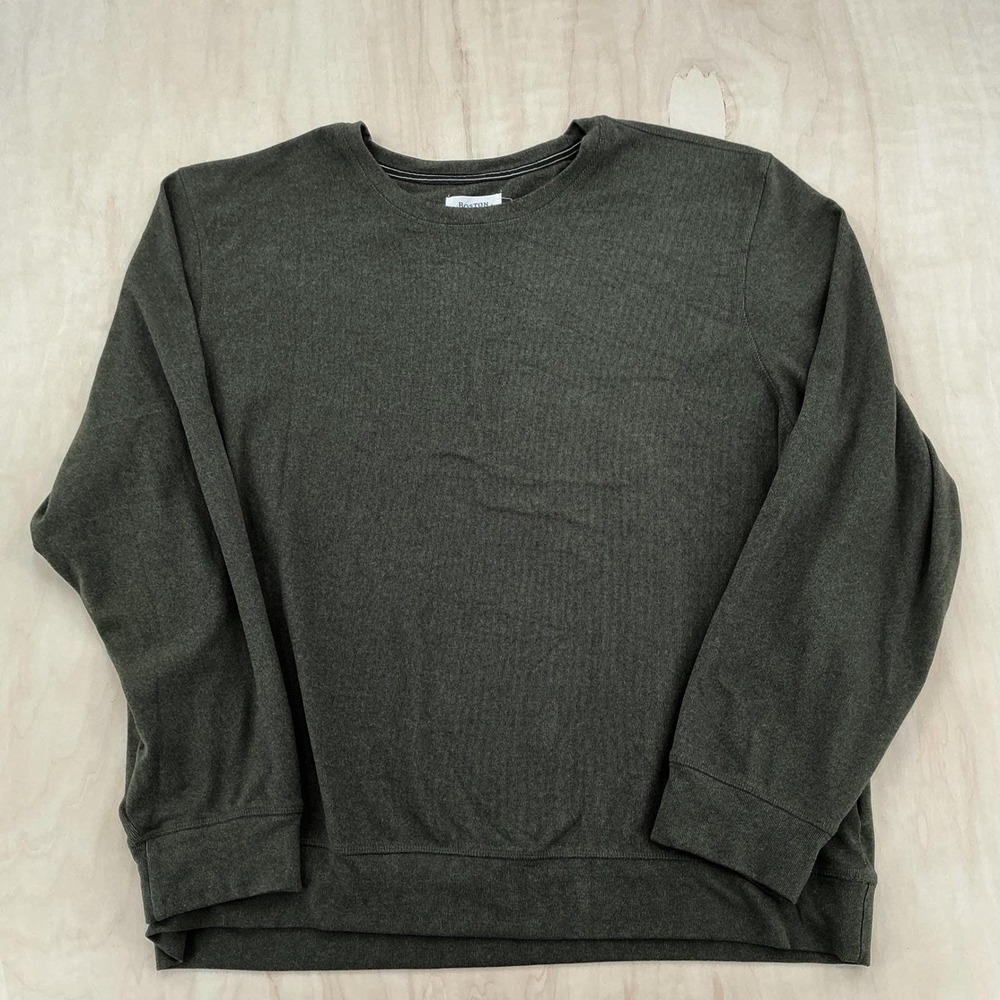 Boston Traders Sweatshirt Mens XXL Army Green Ribbed Stretch Pullover Gorpcore